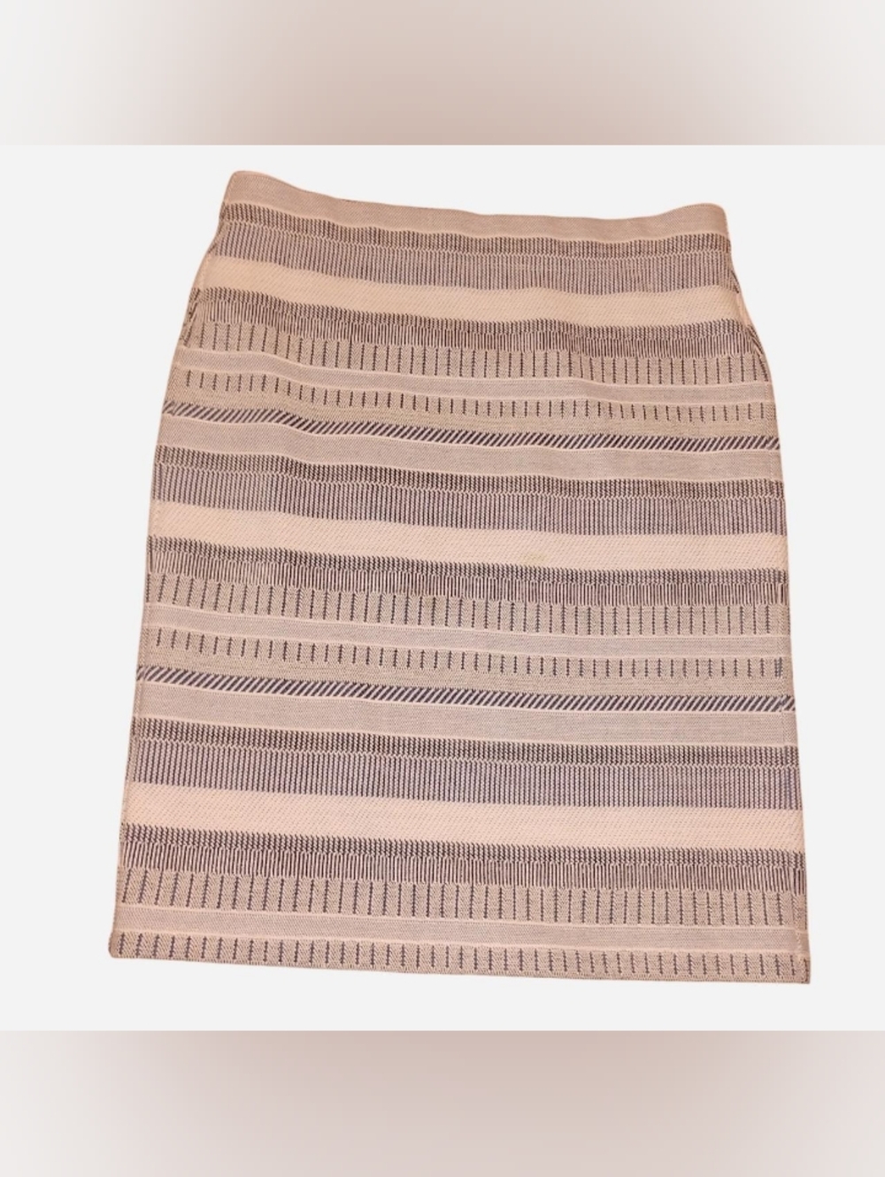 LOFT Tailored Striped Skirt - Textured Weave Pencil Skirt - Blue/White Small